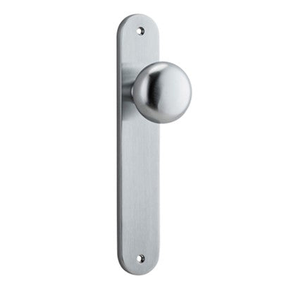 Iver Door Knob Cambridge Oval Latch Pair Brushed Chrome D55xP60mm BPH240xW40mm