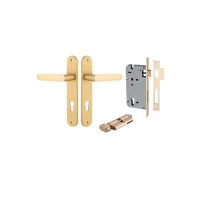 Iver Door Lever Osaka Oval Brushed Brass Key / Thumb Entrance Kit