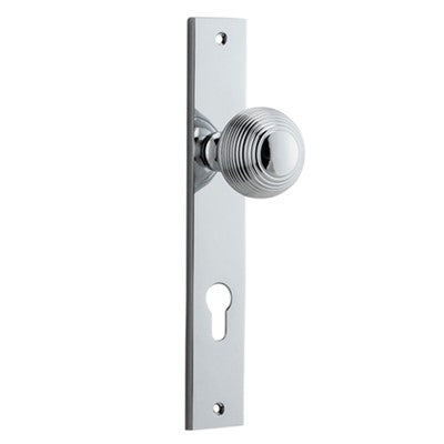 Iver Door Knob Guildford Rectangular Euro Pair Polished Chrome CTC85mm D52xP72mm BPH240xW38mm