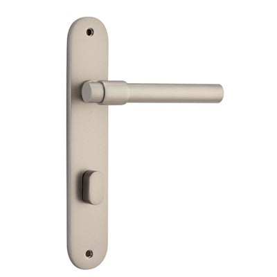 Iver Door Lever Helsinki Oval Privacy Pair Satin Nickel CTC85mm L137xP58mm BPH240xW40mm