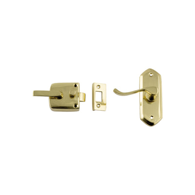 Tradco Screen Door Latch Left Hand External Polished Brass H98xW36mm P40mm