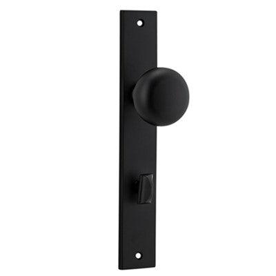 Iver Door Knob Cambridge Rectangular Privacy Pair Matt Black CTC85mm D55xP60mm BPH240xW38mm