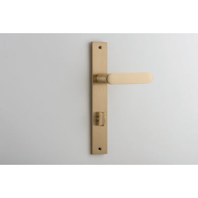 Iver Door Lever Bronte Rectangular Privacy Pair Brushed Brass CTC85mm L117xP53mm BPH240xW38mm