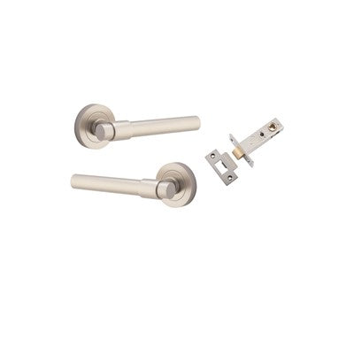 Iver Door Lever Helsinki Rose Round Satin Nickel Passage Kit