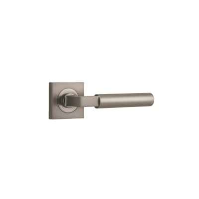 Iver Door Lever Bronte Rose Square Concealed Fix Pair Satin Nickel L117xP56mm BPH52xW52mm