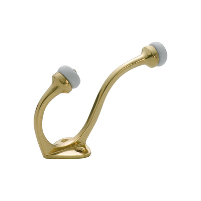 Tradco Hat & Coat Hook Porcelain Tip Polished Brass H115xP75mm