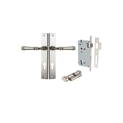 Iver Door Lever Verona Rectangular Satin Nickel Key / Thumb Entrance Kit