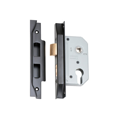 Tradco Mortice Lock Euro Rebated Matt Black CTC47.5mm Backset 46mm