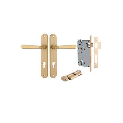 Iver Door Lever Copenhagen Oval Brushed Brass Key / Thumb Entrance Kit