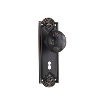 Tradco Door Knob Nouveau Lock Pair Antique Copper H188xW58xP60mm