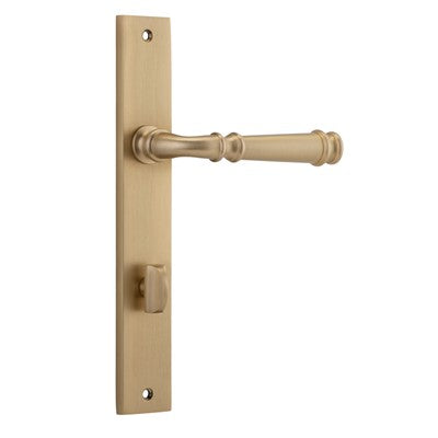 Iver Door Lever Verona Rectangular Privacy Pair Brushed Brass CTC85mm L122xP56mm BPH240xW38mm