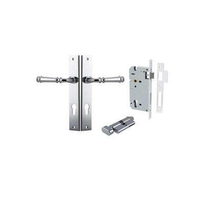 Iver Door Lever Verona Rectangular Polished Chrome Key / Thumb Entrance Kit