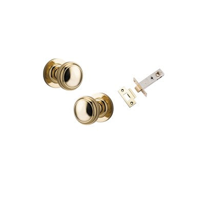 Iver Door Knob Paddington Rose Round Polished Brass Passage Kit