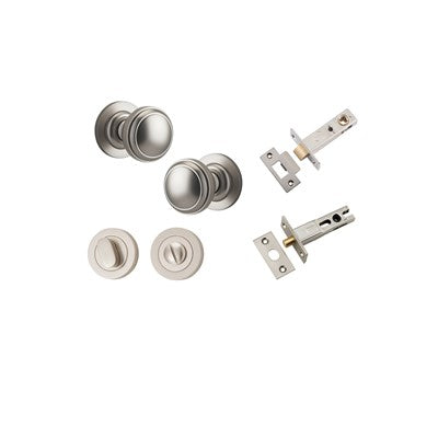 Iver Door Knob Paddington Rose Round Satin Nickel Privacy Kit