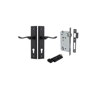 Iver Door Lever Stirling Stepped Matt Black Key / Thumb Entrance Kit