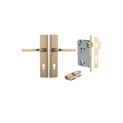 Iver Door Lever Annecy Stepped Brushed Brass Key / Key Entrance Kit