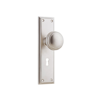 Tradco Door Knob Milton Lock Pair Satin Nickel H200xW50xP73mm