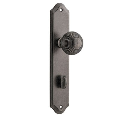 Iver Door Knob Guildford Shouldered Privacy Pair Distressed Nickel CTC85mm D52xP74mm BPH250xW48mm