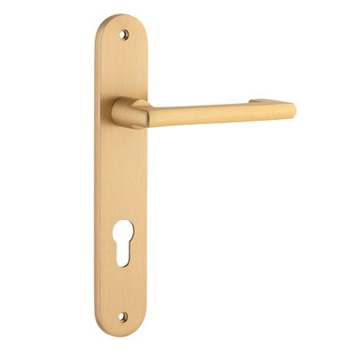 Iver Door Lever Baltimore Return Oval Euro Pair Brushed Brass CTC85mm L128xP54mm BPH240xW40mm