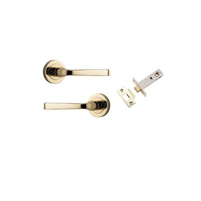 Iver Door Lever Annecy Rose Round Polished Brass Passage Kit