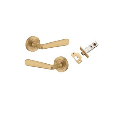 Iver Door Lever Copenhagen Rose Round Brushed Brass Passage Kit