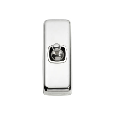 Tradco Switch Flat Plate Toggle 1 Gang White Chrome Plated H82xW30mm