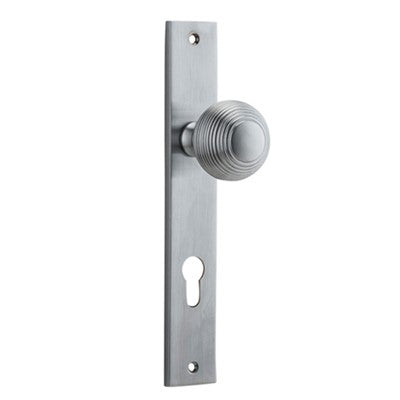 Iver Door Knob Guildford Rectangular Euro Pair Brushed Chrome CTC85mm D52xP72mm BPH240xW38mm