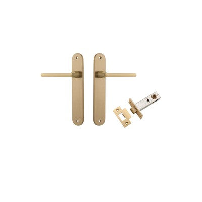 Iver Door Lever Baltimore Oval Brushed Brass Passage Kit