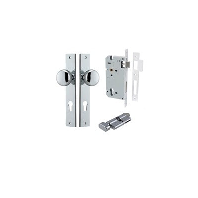 Iver Door Knob Cambridge Rectangular Polished Chrome Key / Thumb Entrance Kit