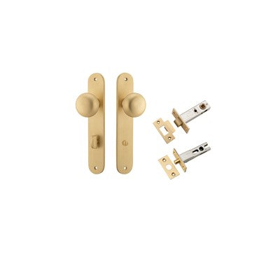 Iver Door Knob Cambridge Oval Brushed Brass Privacy Kit