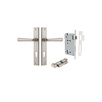 Iver Door Lever Copenhagen Rectangular Satin Nickel Key / Thumb Entrance Kit