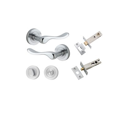 Iver Door Lever Stirling Rose Round Brushed Chrome Privacy Kit