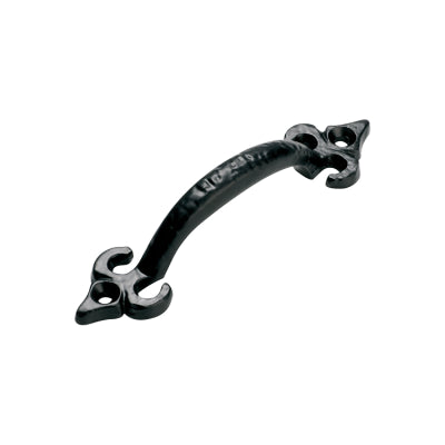 Tradco Cabinet Pull Handle Iron Fleur-de-lis Matt Black L110xP21mm