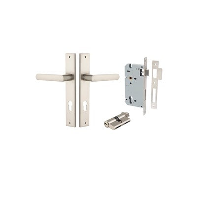 Iver Door Lever Osaka Rectangular Satin Nickel Key / Key Entrance Kit