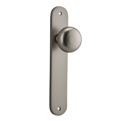 Iver Door Knob Cambridge Oval Latch Pair Satin Nickel D55xP60mm BPH240xW40mm