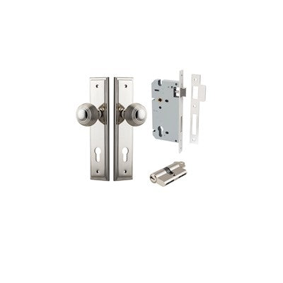 Iver Door Knob Guildford Stepped Polished Nickel Key / Key Entrance Kit