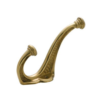 Tradco Hat & Coat Hook Edwardian Polished Brass H145xP95mm