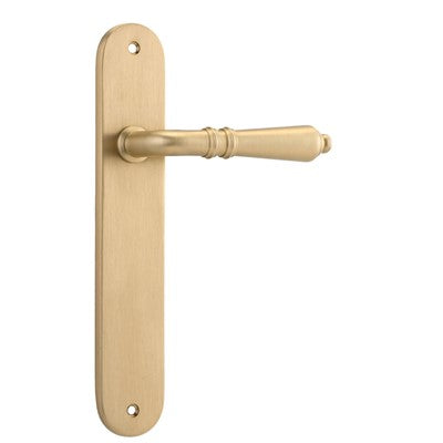 Iver Door Lever Sarlat Oval Latch Pair Brushed Brass L111xP53mm BPH240xW40mm