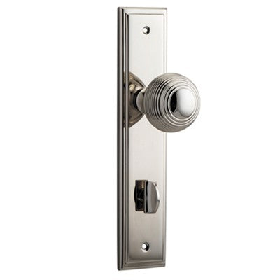 Iver Door Knob Guildford Stepped Privacy Pair Polished Nickel CTC85mm D52xP75mm BPH237xW50mm