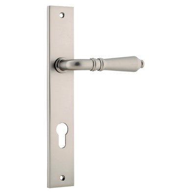 Iver Door Lever Sarlat Rectangular Euro Pair Satin Nickel CTC85mm L111xP53mm BPH240xW38mm