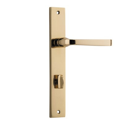 Iver Door Lever Annecy Rectangular Privacy Pair Polished Brass CTC85mm L117xP63mm BPH240xW38mm