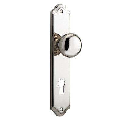 Iver Door Knob Cambridge Shouldered Euro Pair Polished Nickel CTC85mm D55xP62mm BPH250xW48mm