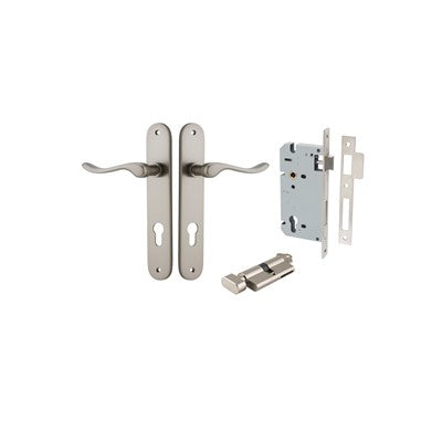 Iver Door Lever Stirling Oval Satin Nickel Key / Thumb Entrance Kit