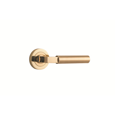 Iver Door Lever Berlin Rose Round Concealed Fix Pair Polished Brass L120xP60mm BPD52mm