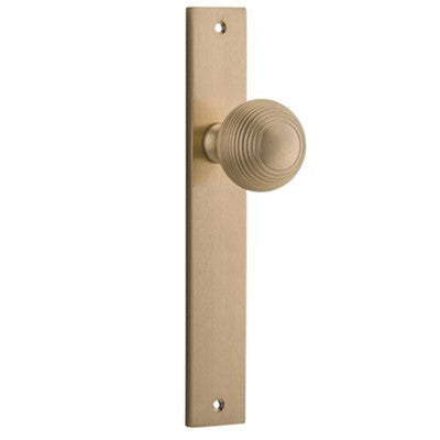 Iver Door Knob Guildford Rectangular Latch Pair Brushed Brass D52xP72mm BPH240xW38mm