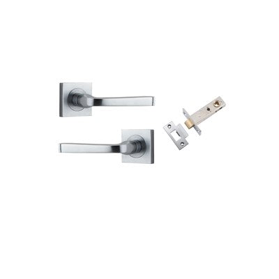 Iver Door Lever Annecy Rose Square Brushed Chrome Passage Kit