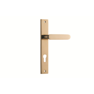 Iver Door Lever Bronte Rectangular Euro Pair Polished Brass CTC85mm L117xP53mm BPH240xW38mm