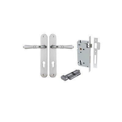 Iver Door Lever Sarlat Oval Brushed Chrome Key / Thumb Entrance Kit