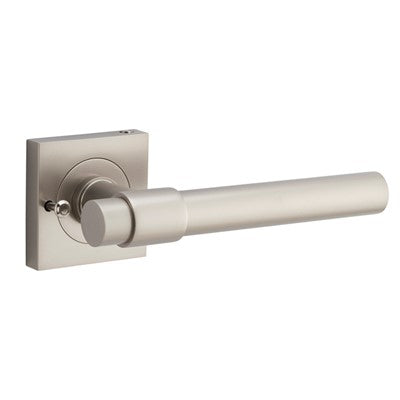 Iver Door Lever Helsinki Rose Square Satin Nickel Inbuilt Privacy Kit