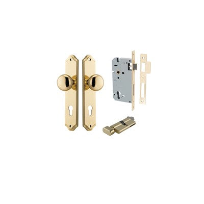 Iver Door Knob Cambridge Shouldered Polished Brass Key / Thumb Entrance Kit